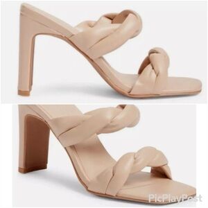 Open Edit Remmy Twist Heel Vegan Sexy Sandals NUDE Tan Beige Ecru 8 LIKE NEW